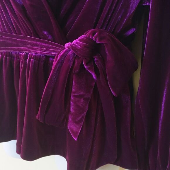 Lauren Ralph Lauren Velvet Wrap Blouse Top Surplice Tie Waist 3X Black Label Lux - Picture 6 of 15